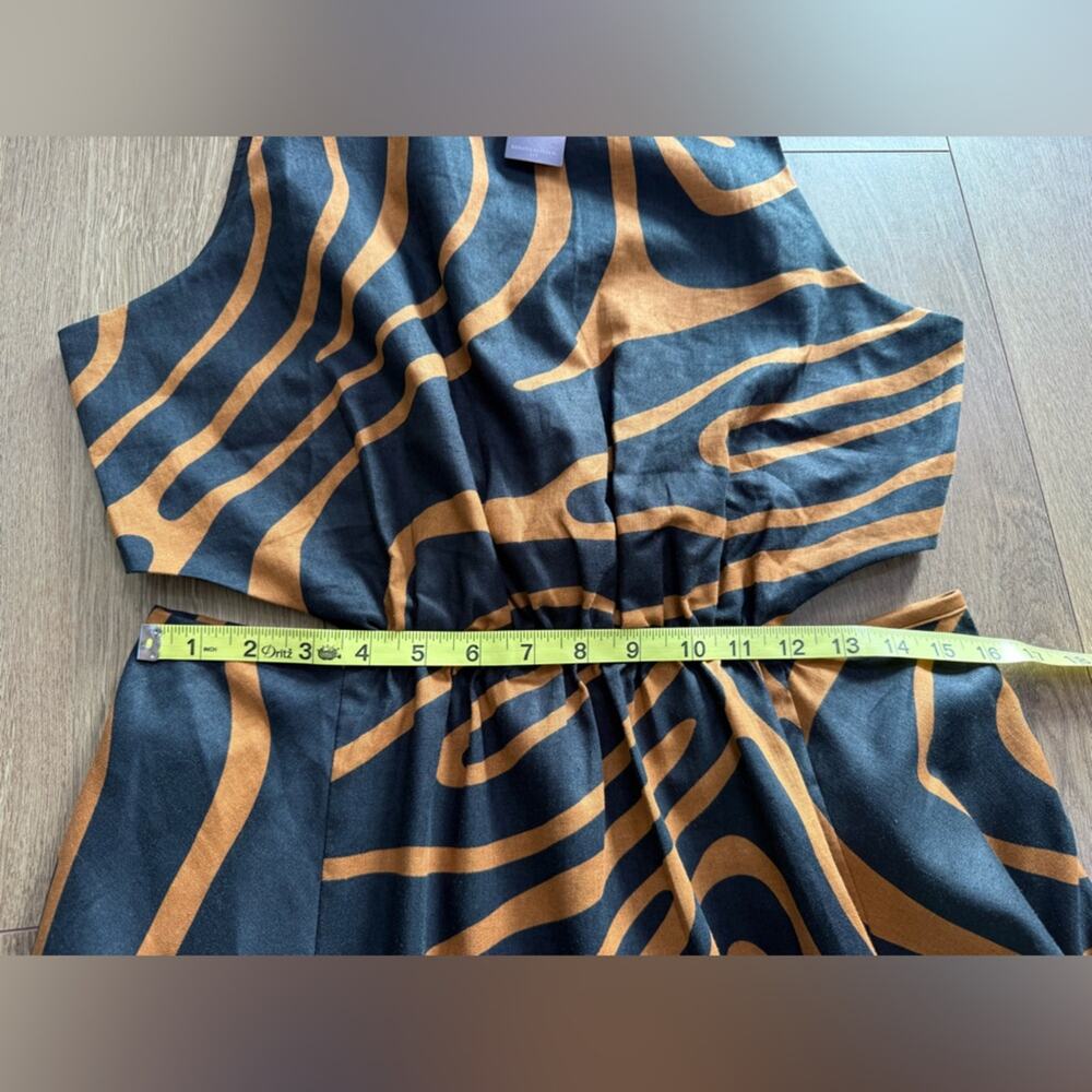 NWT Banana Republic Linen Blend Cut Out Midi Dress Black Brown Abstract
Size 12 - Picture 12 of 13